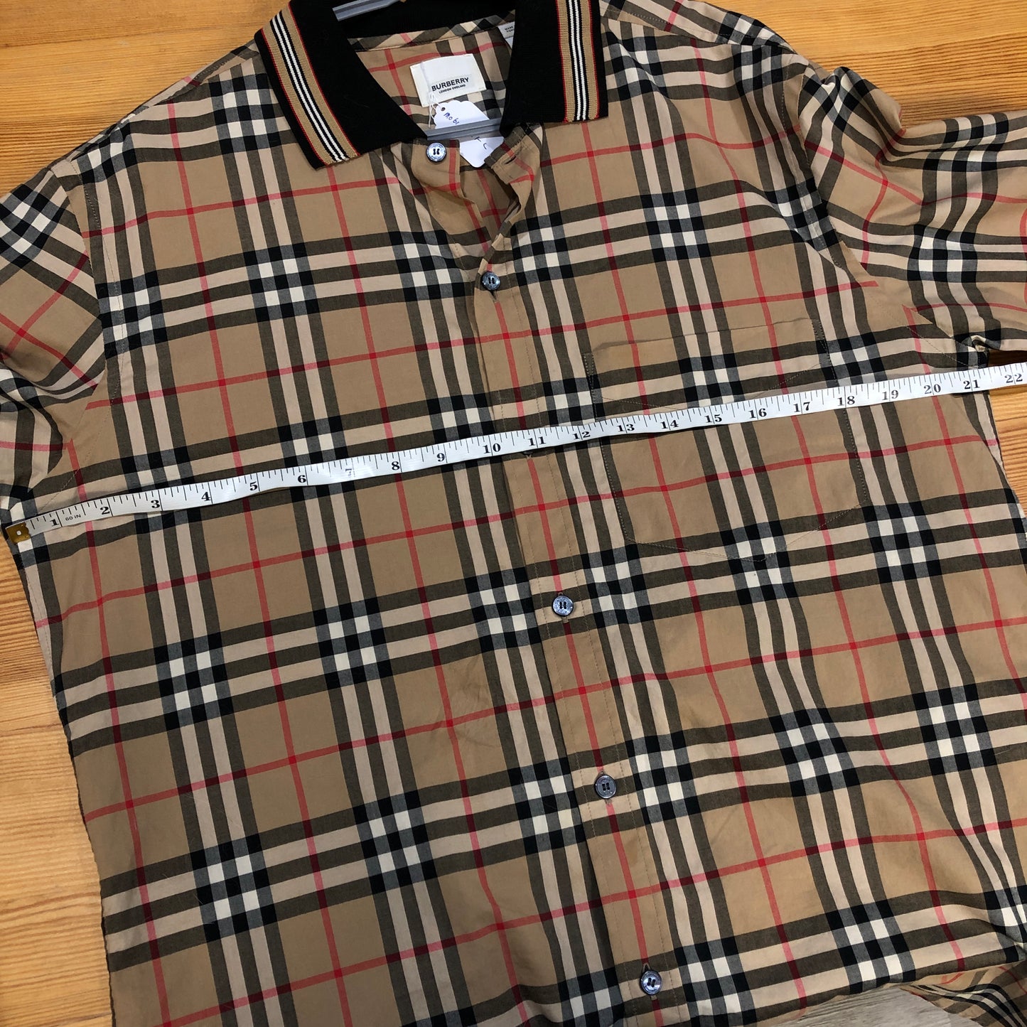 Burberry Classic Beige Vintage Check Cotton Long Sleeve Button-Down Shirt Size L