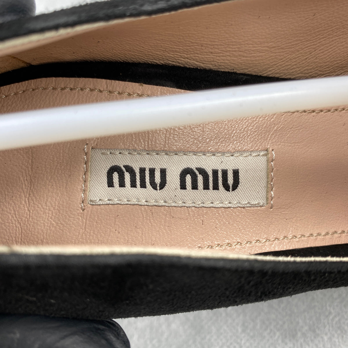 Miu Miu Black Suede Crystal Block Heel Women Shoes Size 36