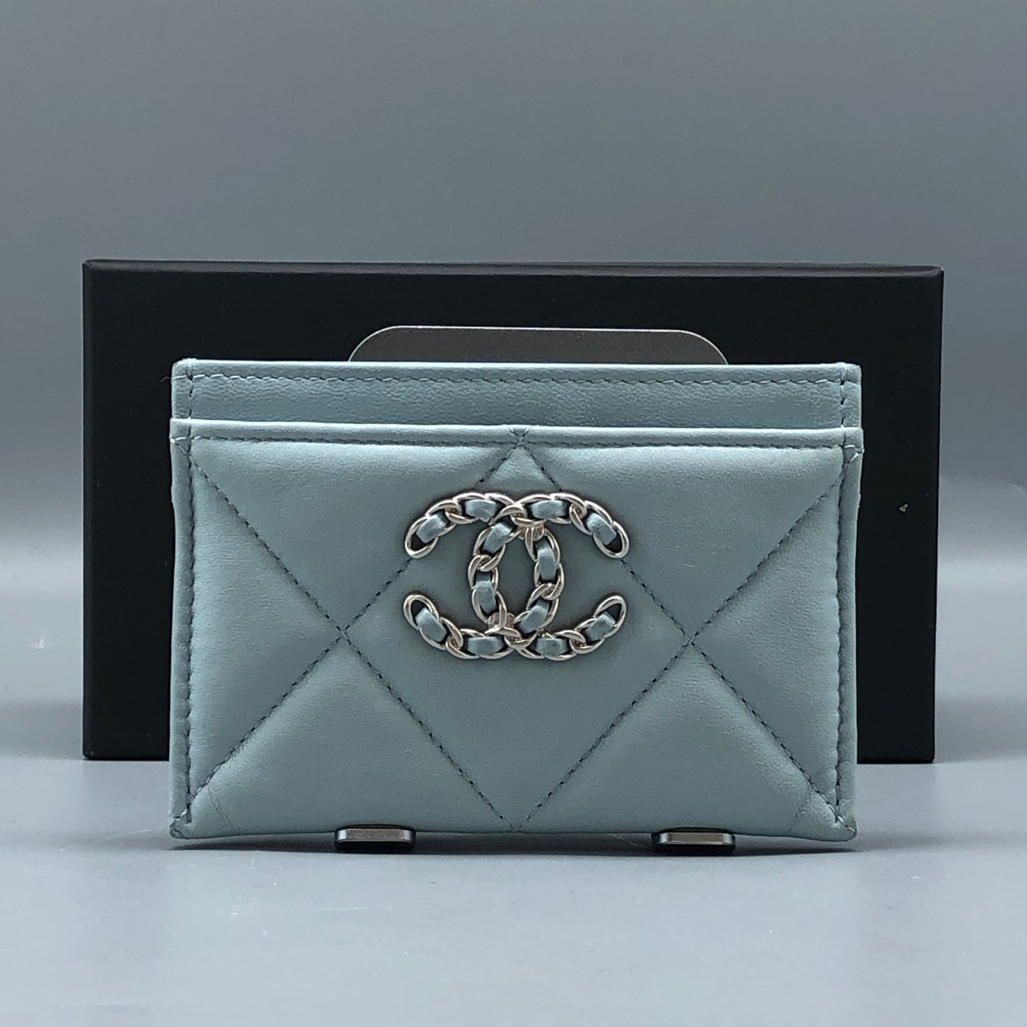 Chanel Light Blue Quilted Card Holder