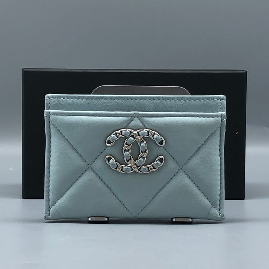 Chanel Light Blue Quilted Card Holder