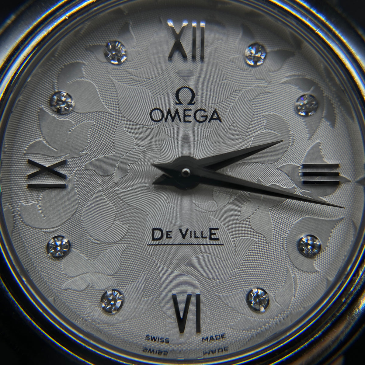 Omega 27mm Stainless Steel Watch With Natural Diamonds