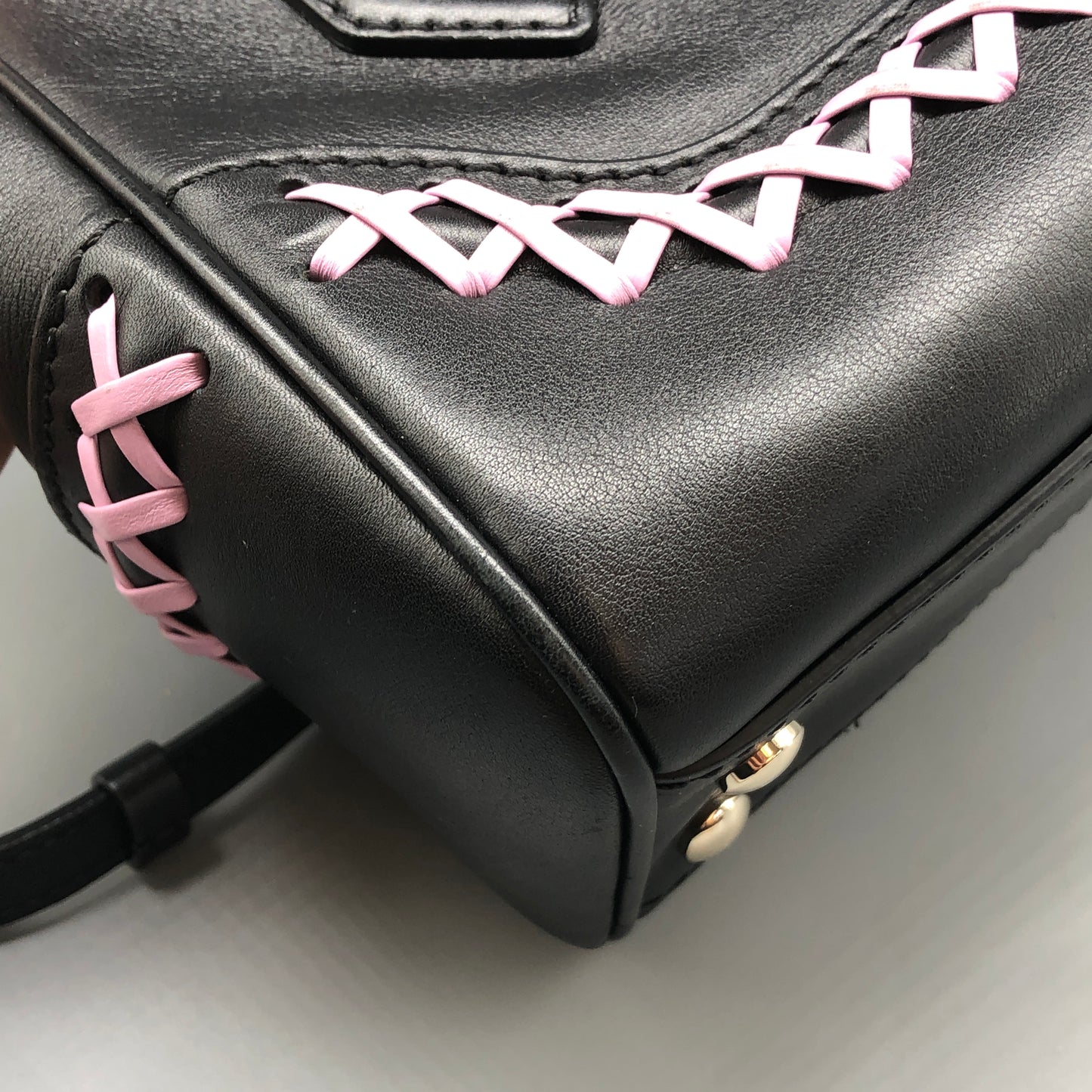 Versace La Medusa Black/Pink Leather Small Tote Bag