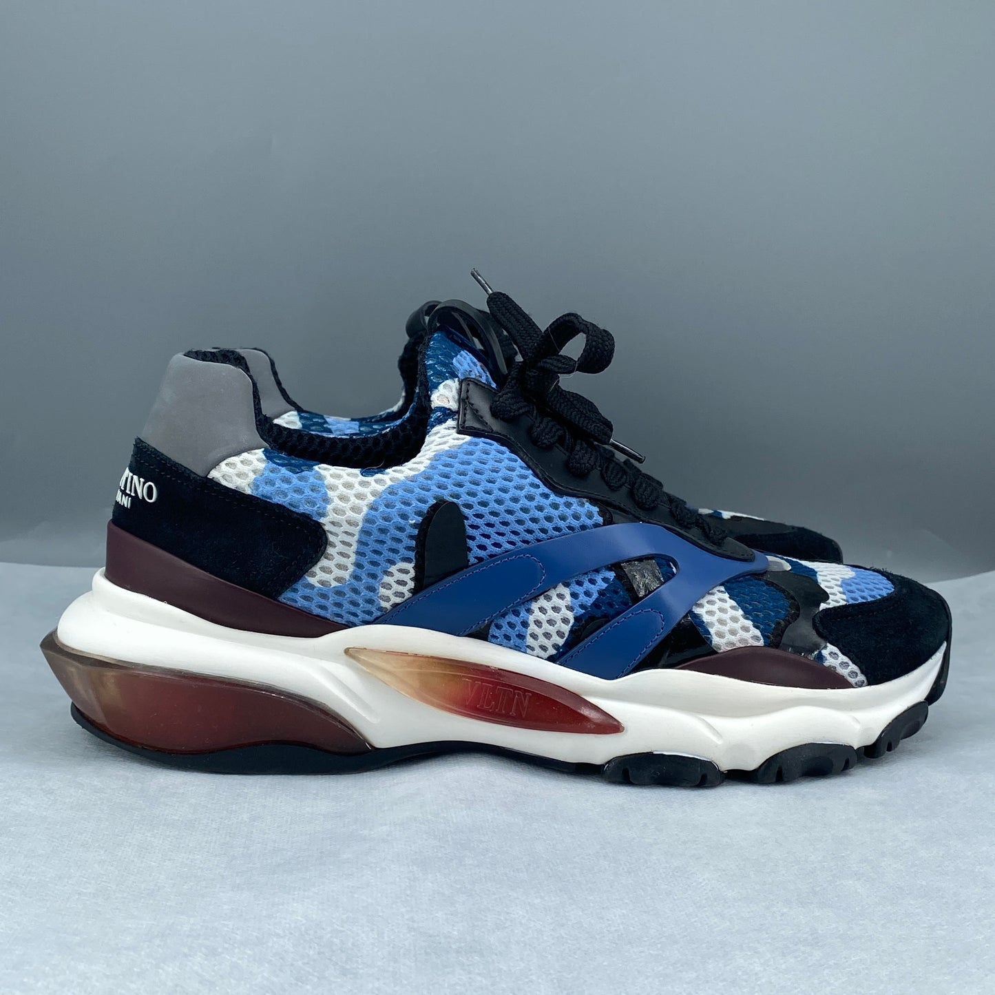 Valentino Men’s Multi‑Color Mesh Suede Casual Sneakers Shoes