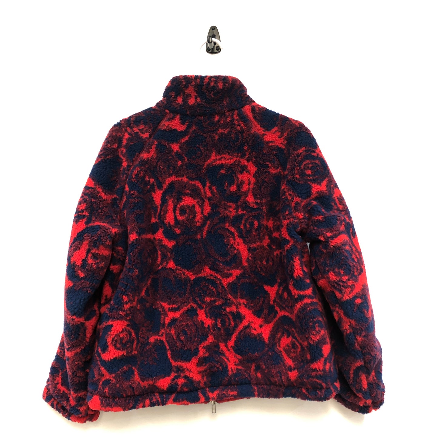 Burberry Navy & Hot Red Floral Fleece Full-Zip Stand Collar Jacket Size 2