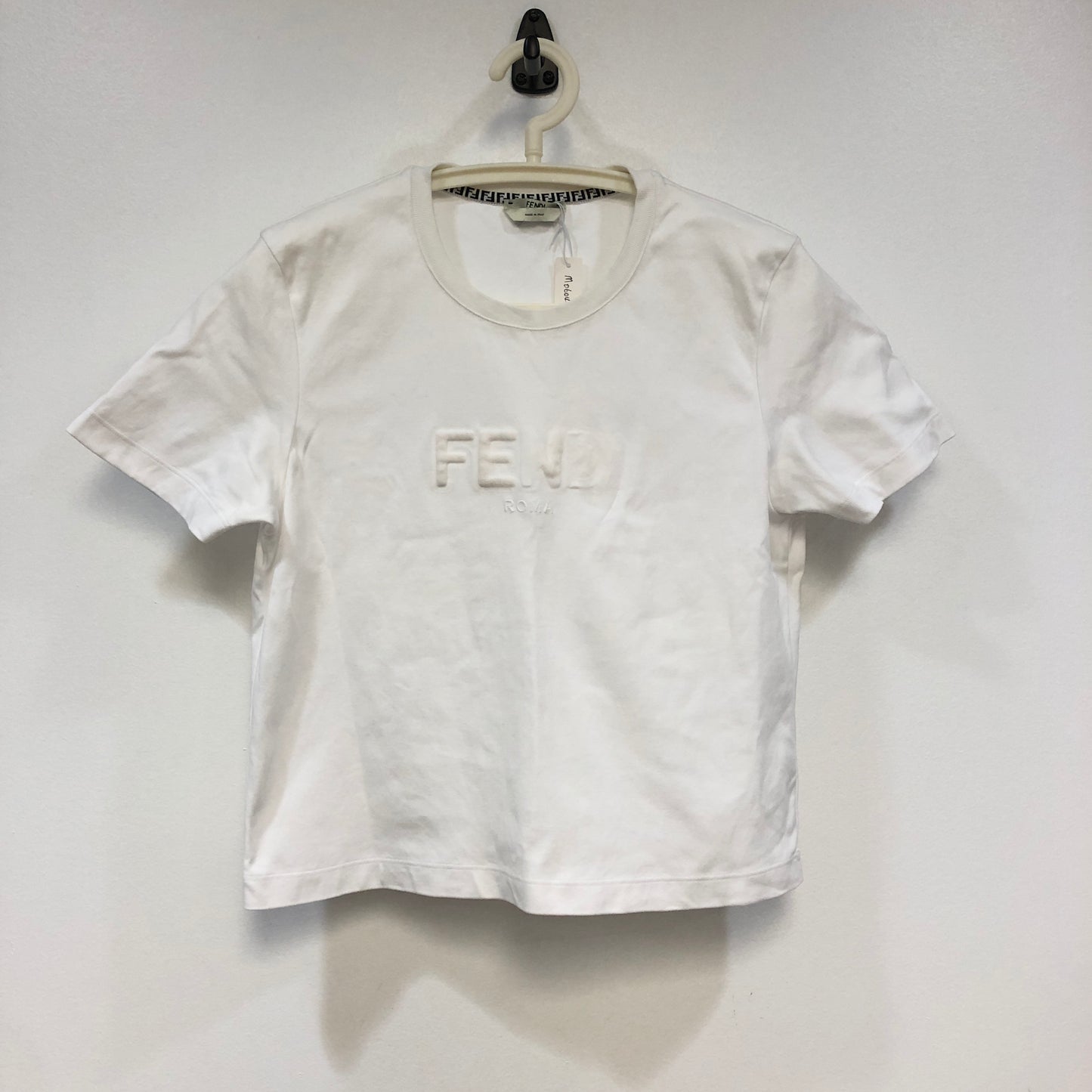 Fendi 3D Logo White Cotton Cropped T-Shirt S