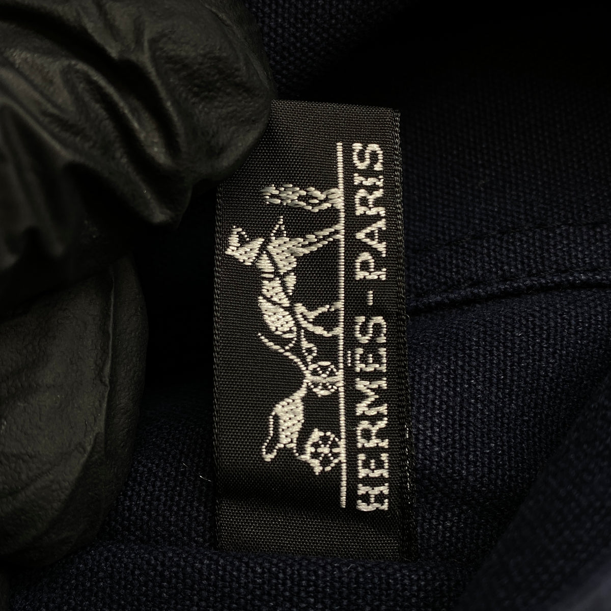 Hermes Fourre Besace Tote Bag Navy Canvas