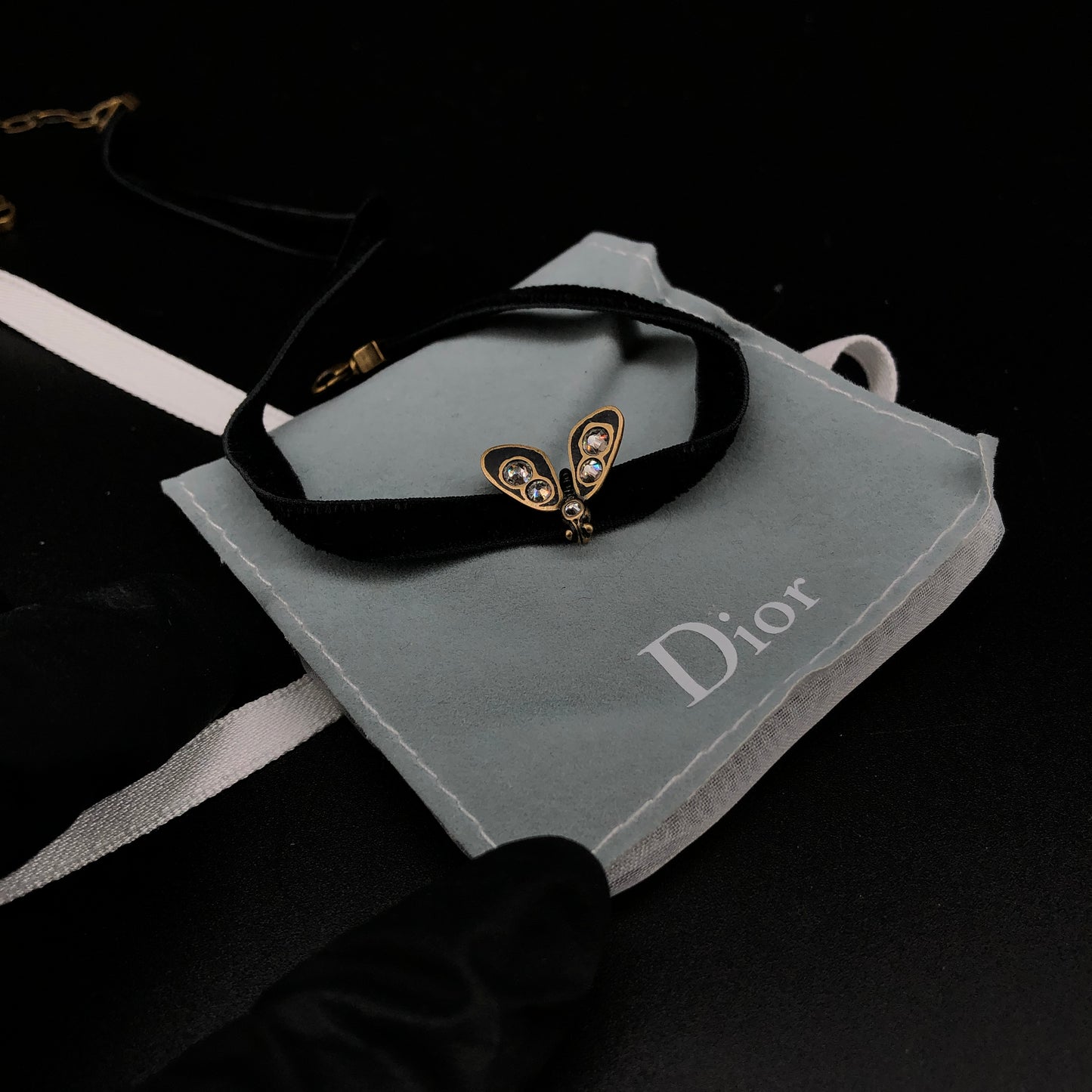 Dior Bee Pendant Necklace 35 cm Black