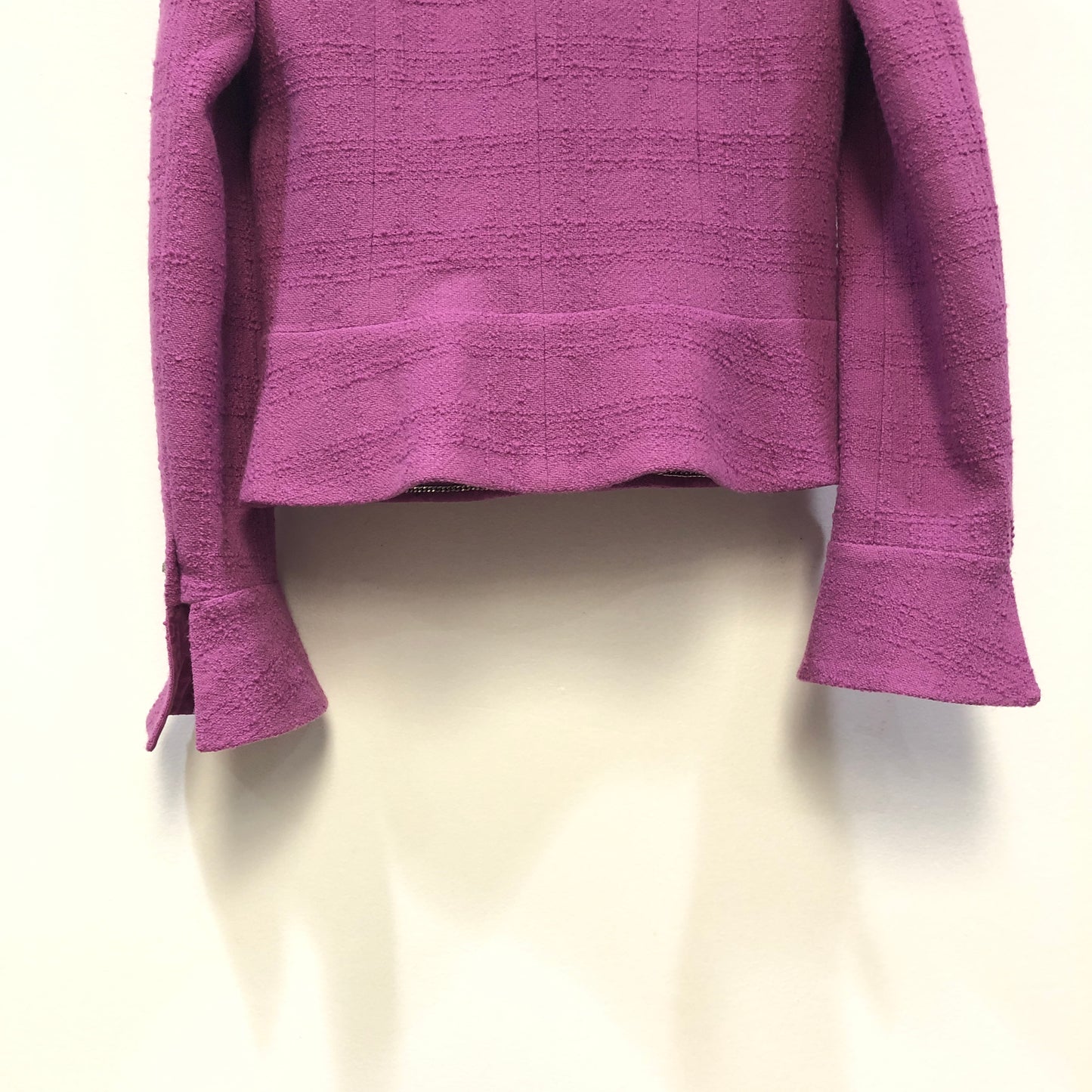 Chanel Lavender Purple Tweed Blazer Lapel Collar Flared Cuffs Size 36