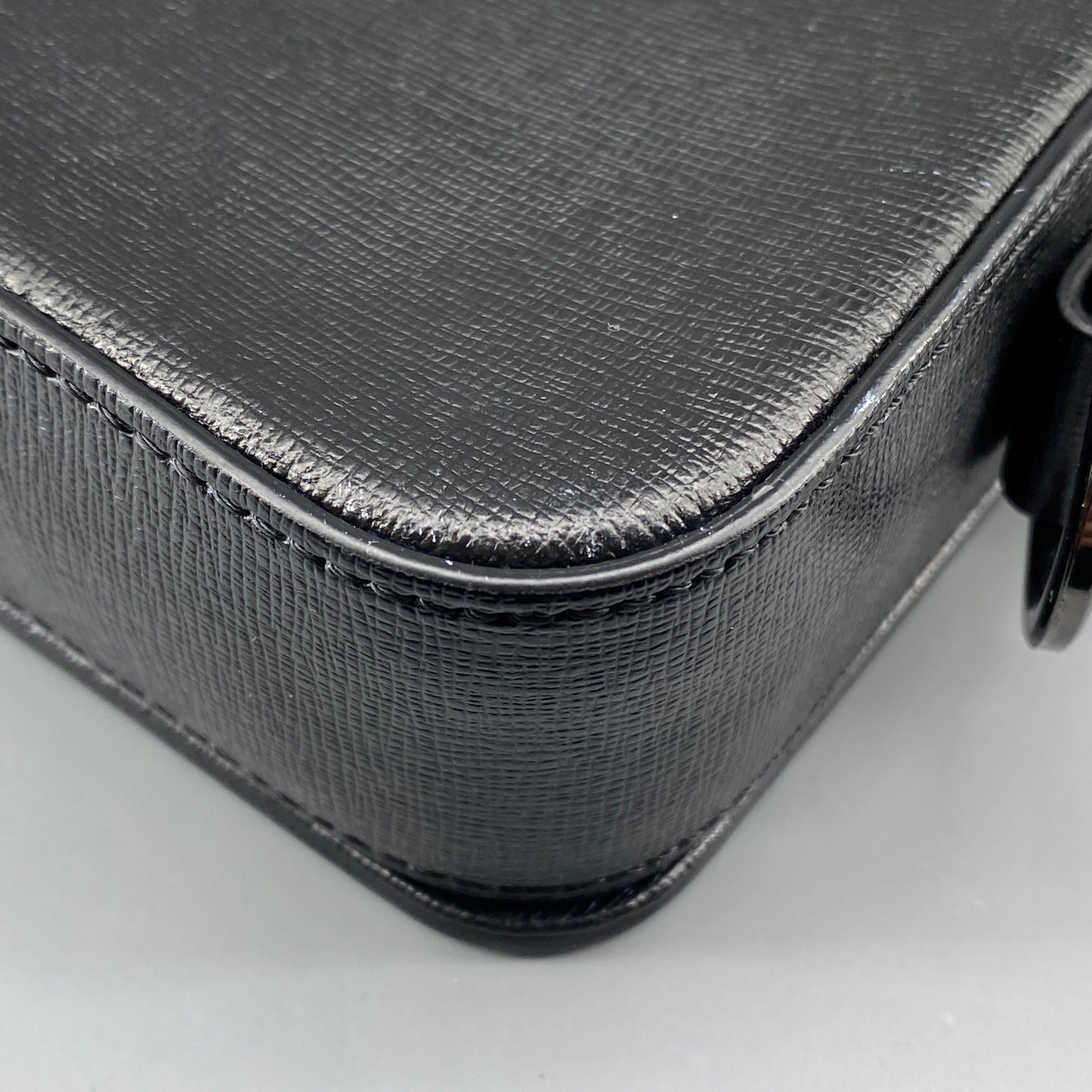 Off White Black Diagonal Stripe Leather Crossbody Bag