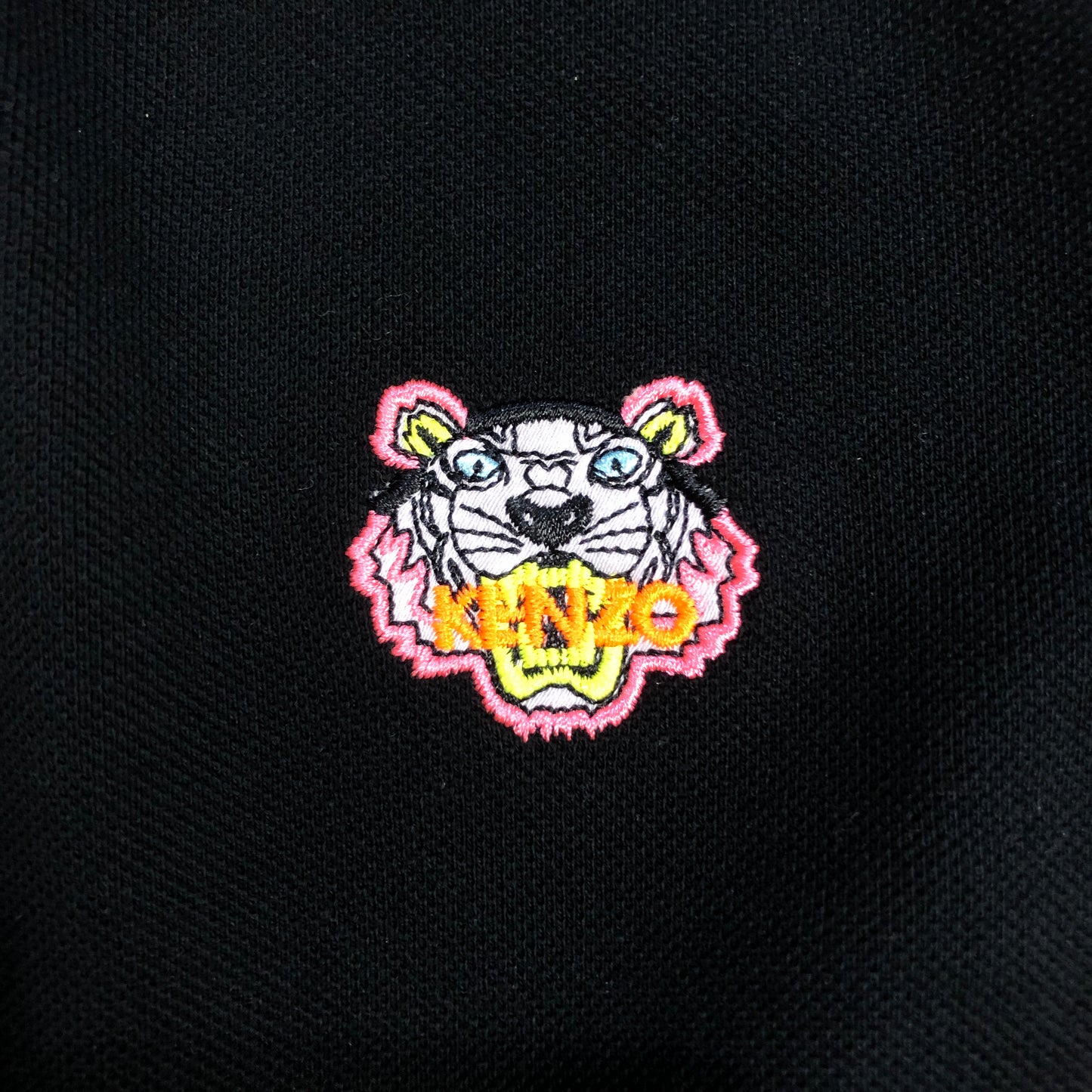 Kenzo Black Tiger Embroidered Polo Shirt Size XS