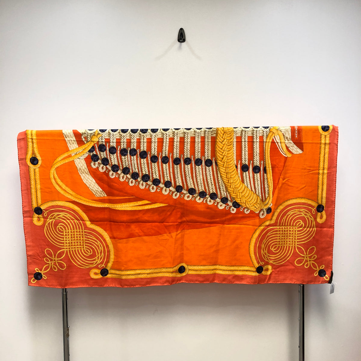 Hermes Orange Silk Cashmere Shawl 136*136 cm