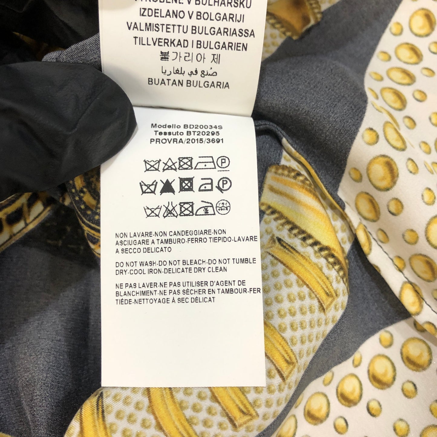 Versus Baroque Gold Belt Print Long Sleeve Shirt Size 40 Black/Gold