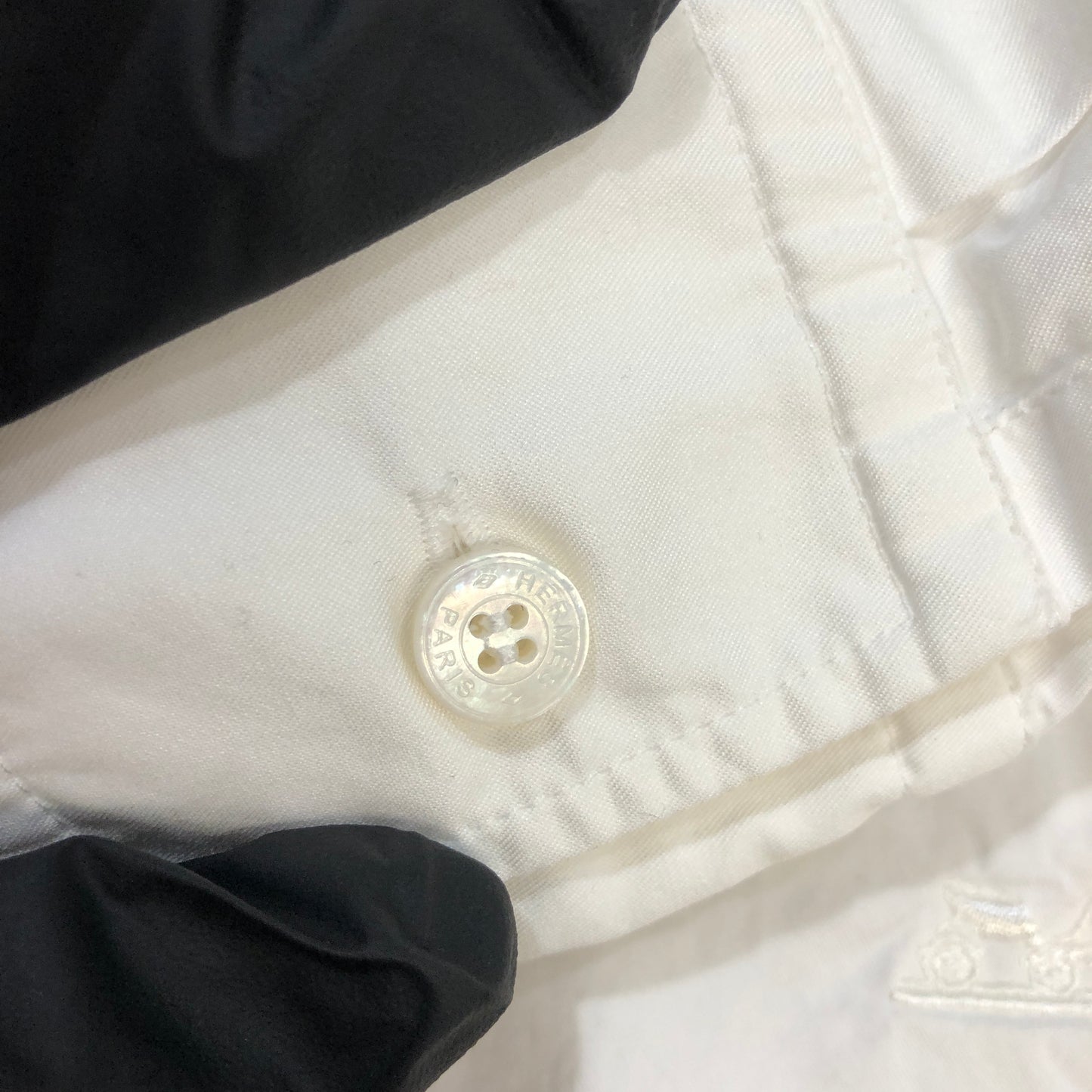 Hermes White Cotton Button-Down Shirt Size 34