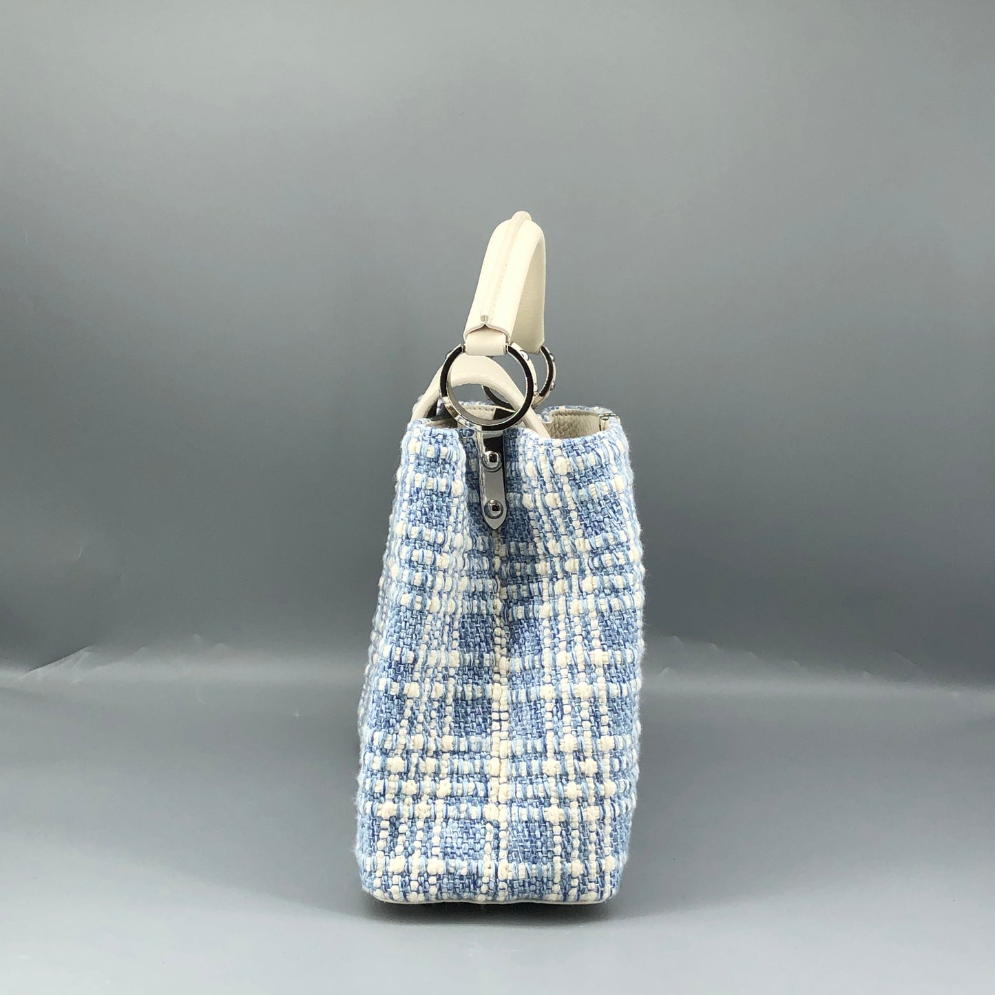 Louis Vuitton Limited Edition Capucines BB Handbag  White & Blue Tweed