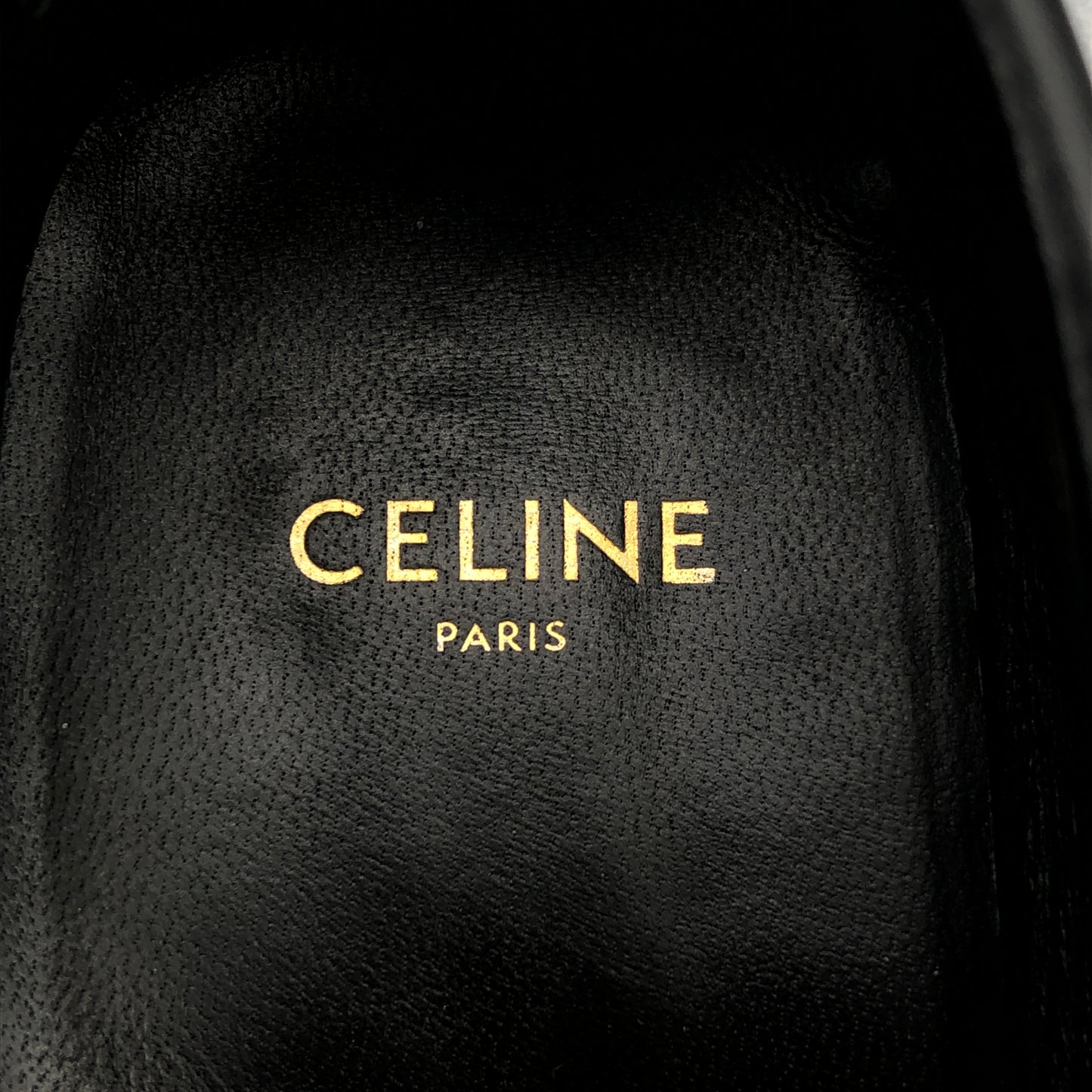 Celine Women’s Black Leather Triomphe Metal Loafer Shoes