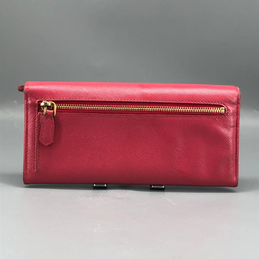 Prada Hot Pink Saffiano Leather Long Wallet