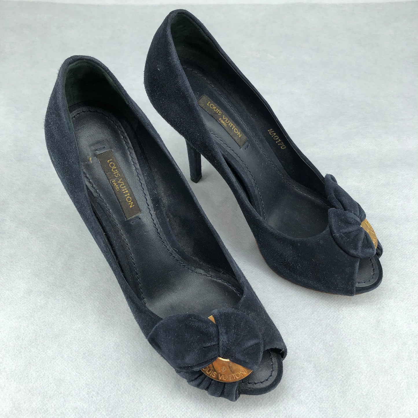 Louis Vuitton Women's Peep-Toe Heels Size 35 Navy