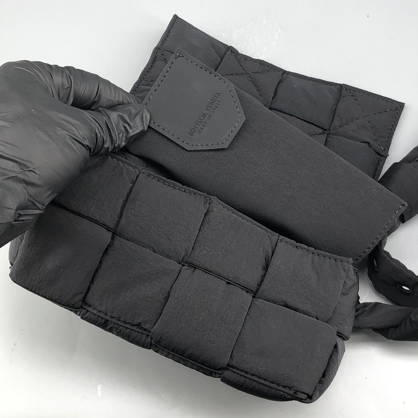 Bottega Veneta Intrecciato Padded Tech Cassette Mini Belt Bag Black