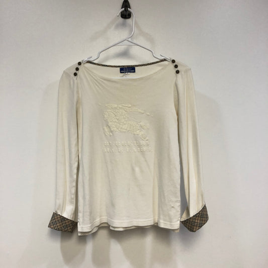 Burberry Blue Label Embroidered Horse Long Sleeve Top Size 38 Cream