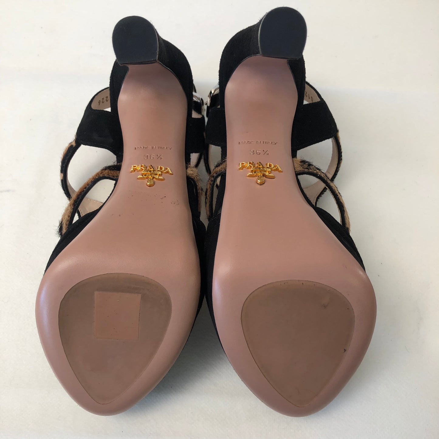Prada Leopard Print Platform High Heel Sandals Women's Shoes Size 36.5