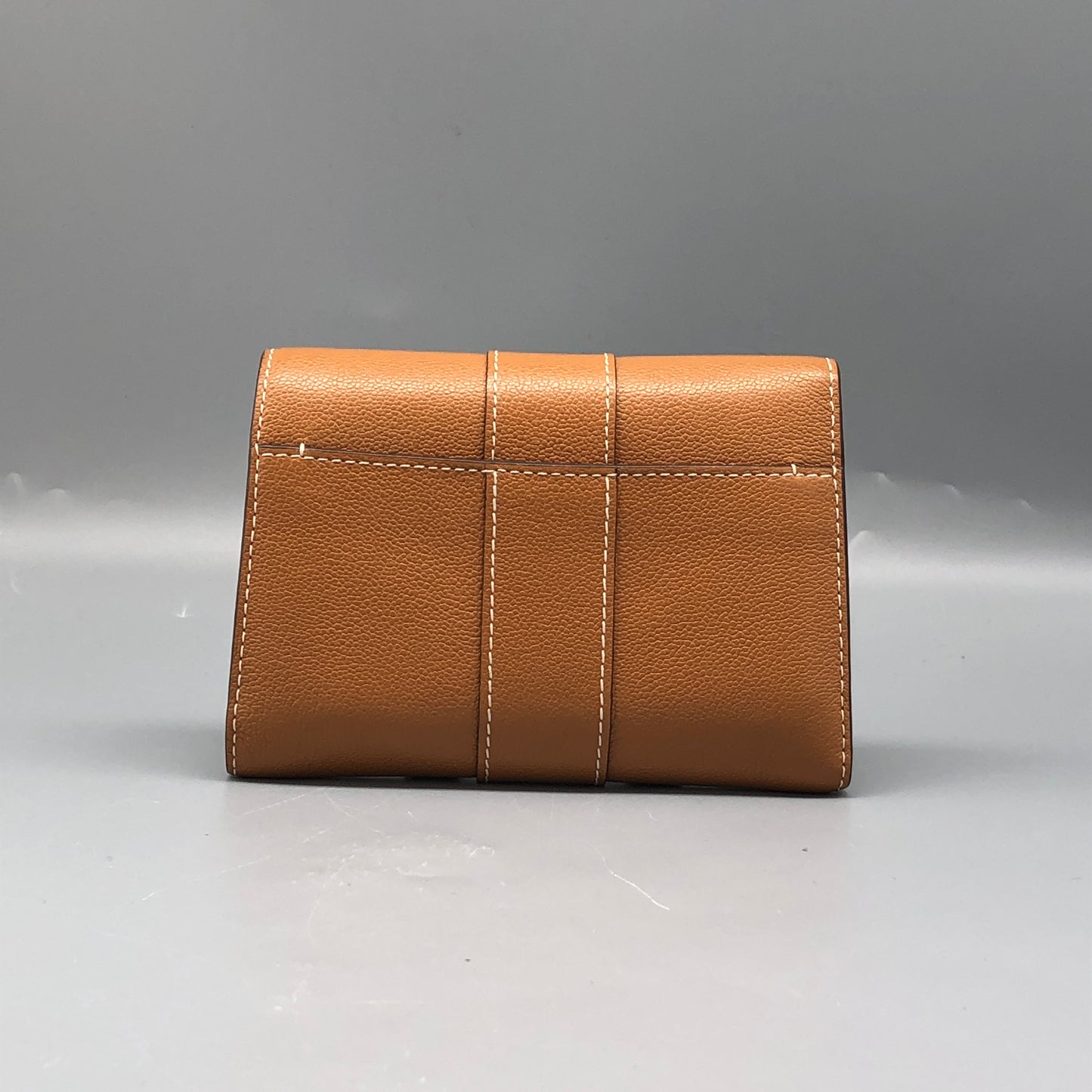 Delvaux Tan Grained Leather Compact Wallet