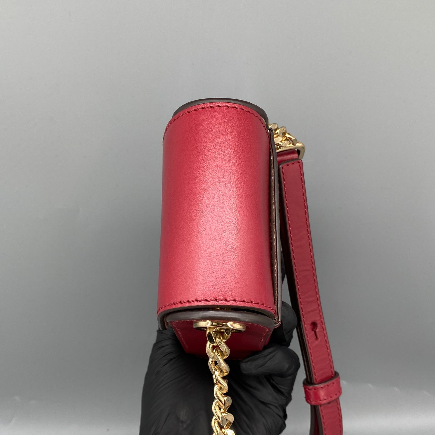 Michael Kors Red Leather Mini Vertical Crossbody Bag