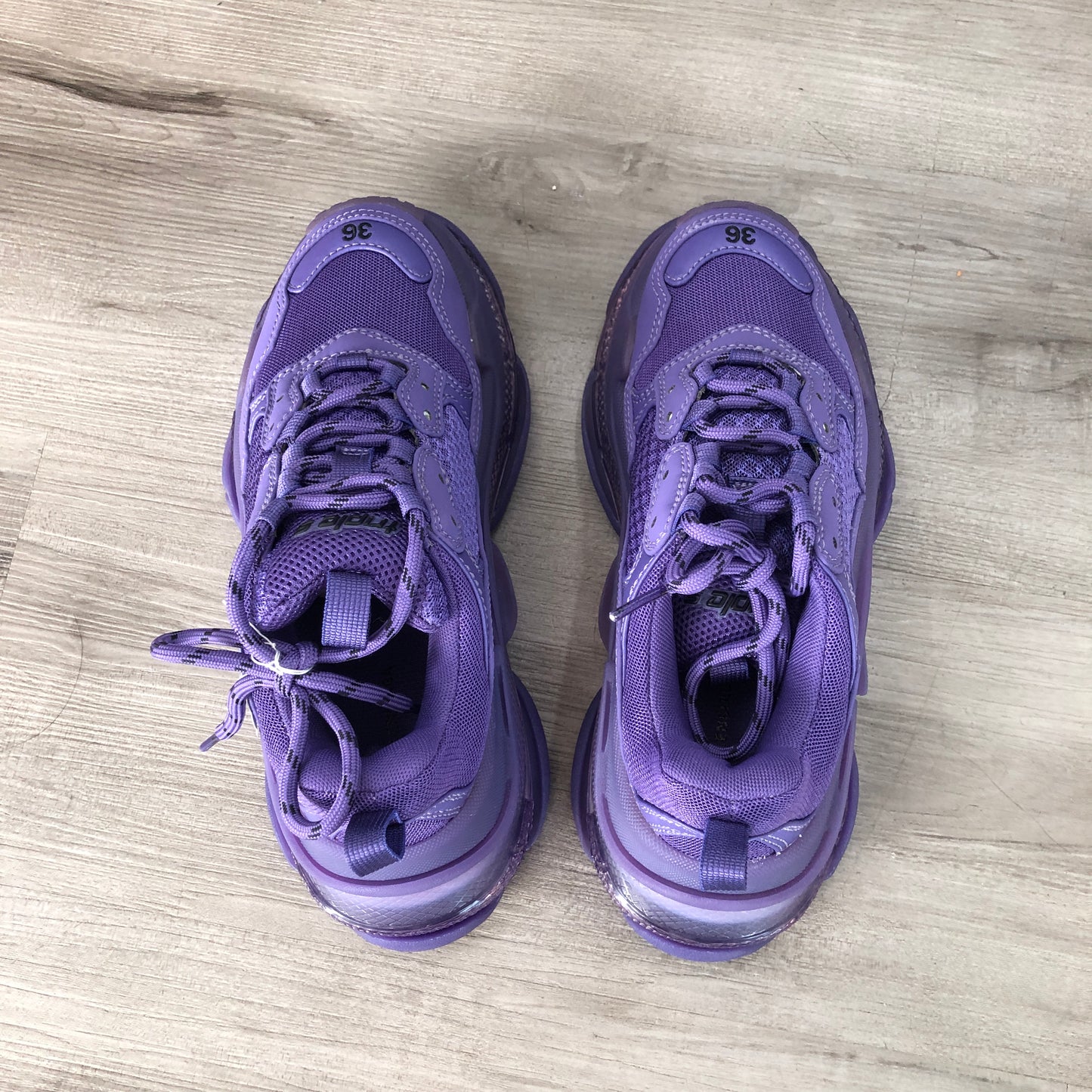 Balenciaga Women's Triple S Leather-Free Mesh Chunky Sneakers Size 36 Dark Purple