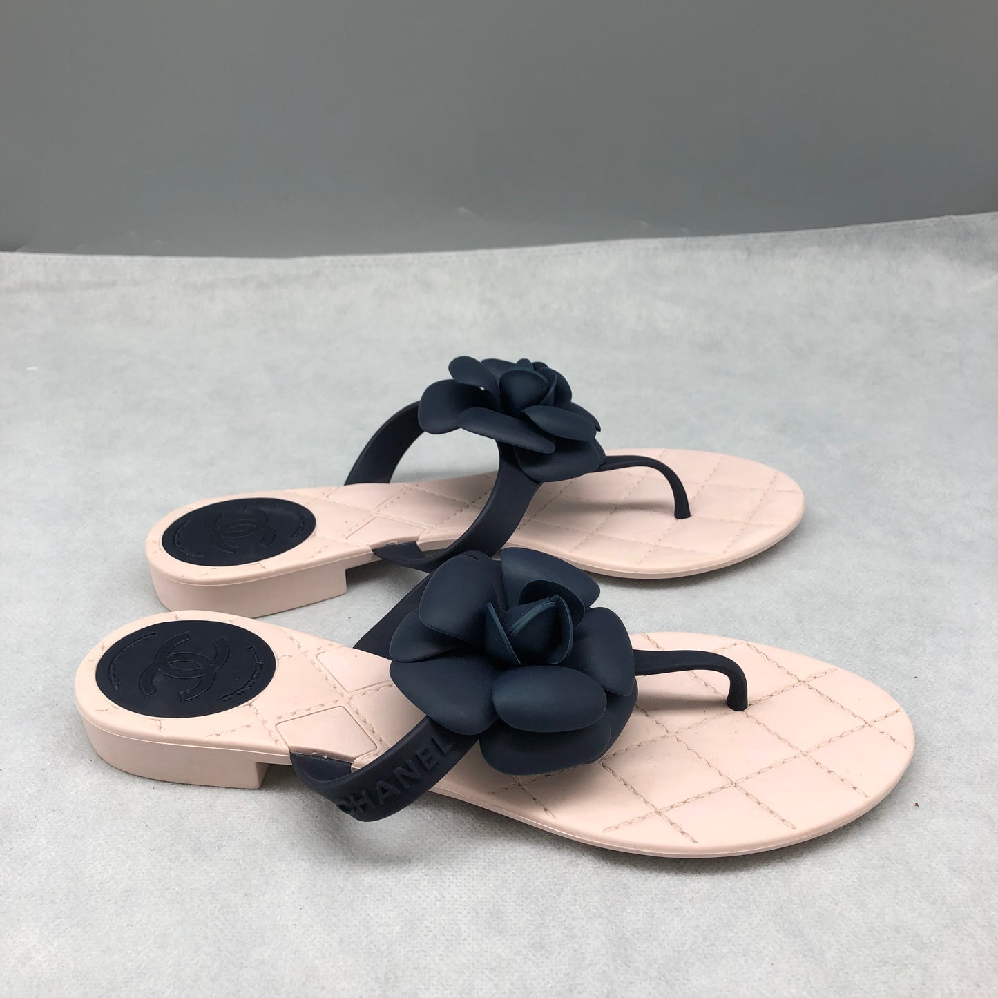 Chanel Camellia Thong Sandals Women's Shoes Size 37