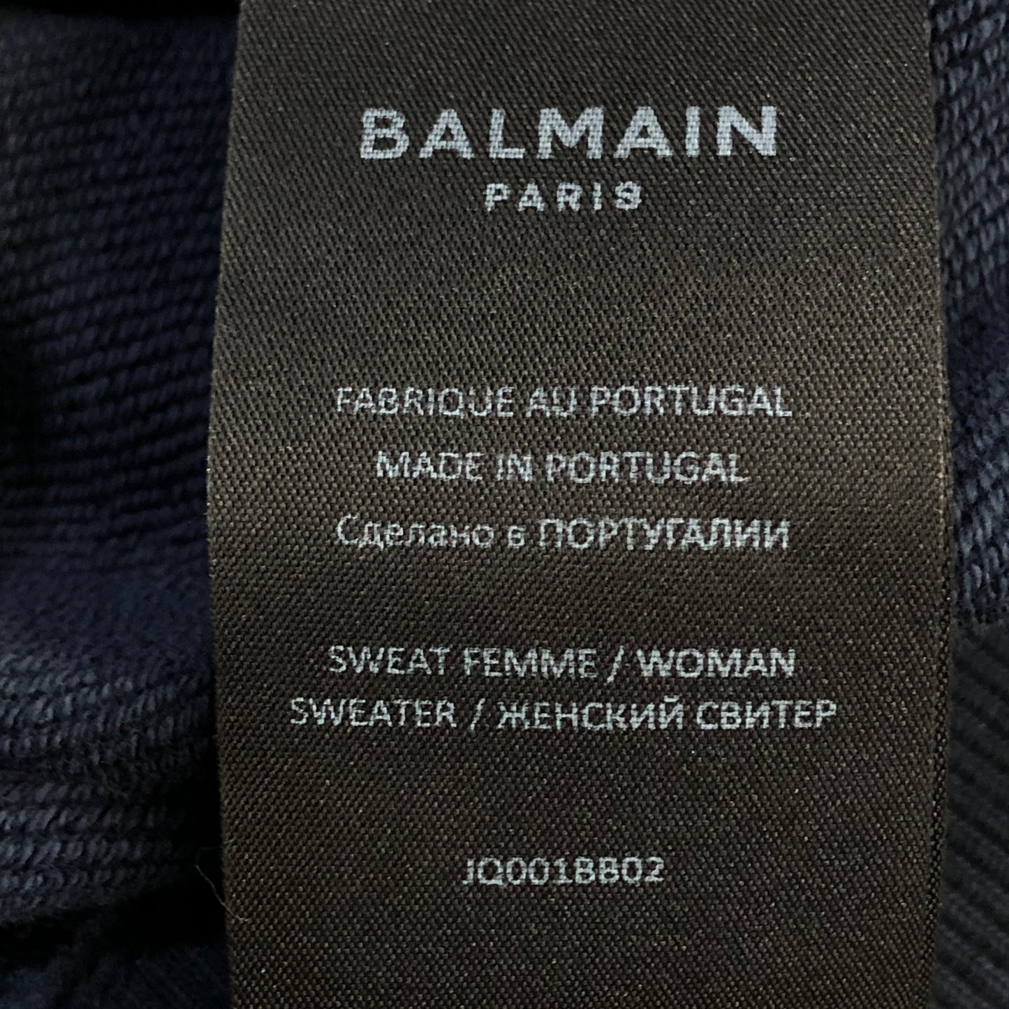 Balmain Navy Blue Logo Print Crew Neck Sweatshirt Size XXS