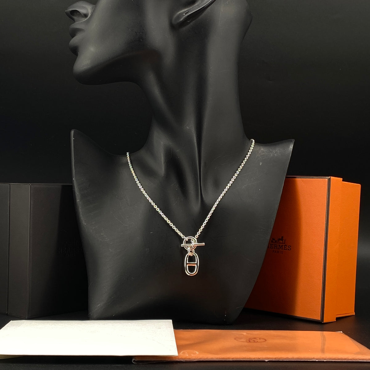 Hermes Silver Toggle Necklace Chaine d'Ancre Pendant