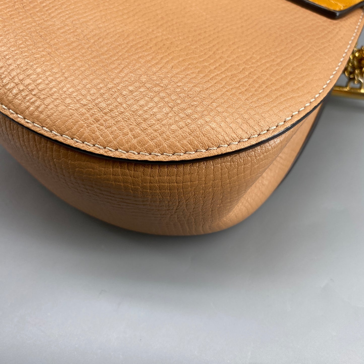 Chloe Yellow Nude Leather Drew Crossbody Saddle Bag