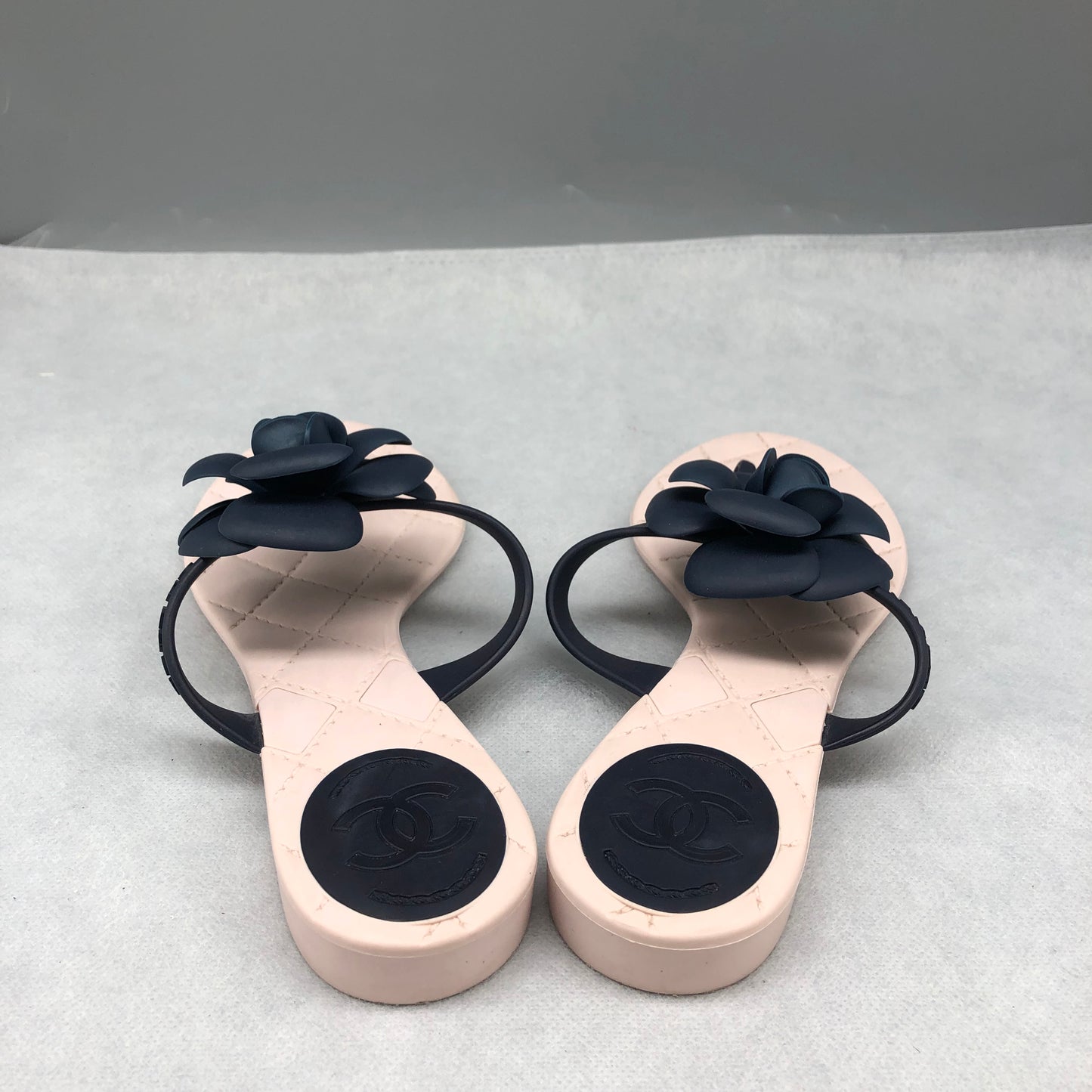 Chanel Camellia Thong Sandals Women's Shoes Size 37
