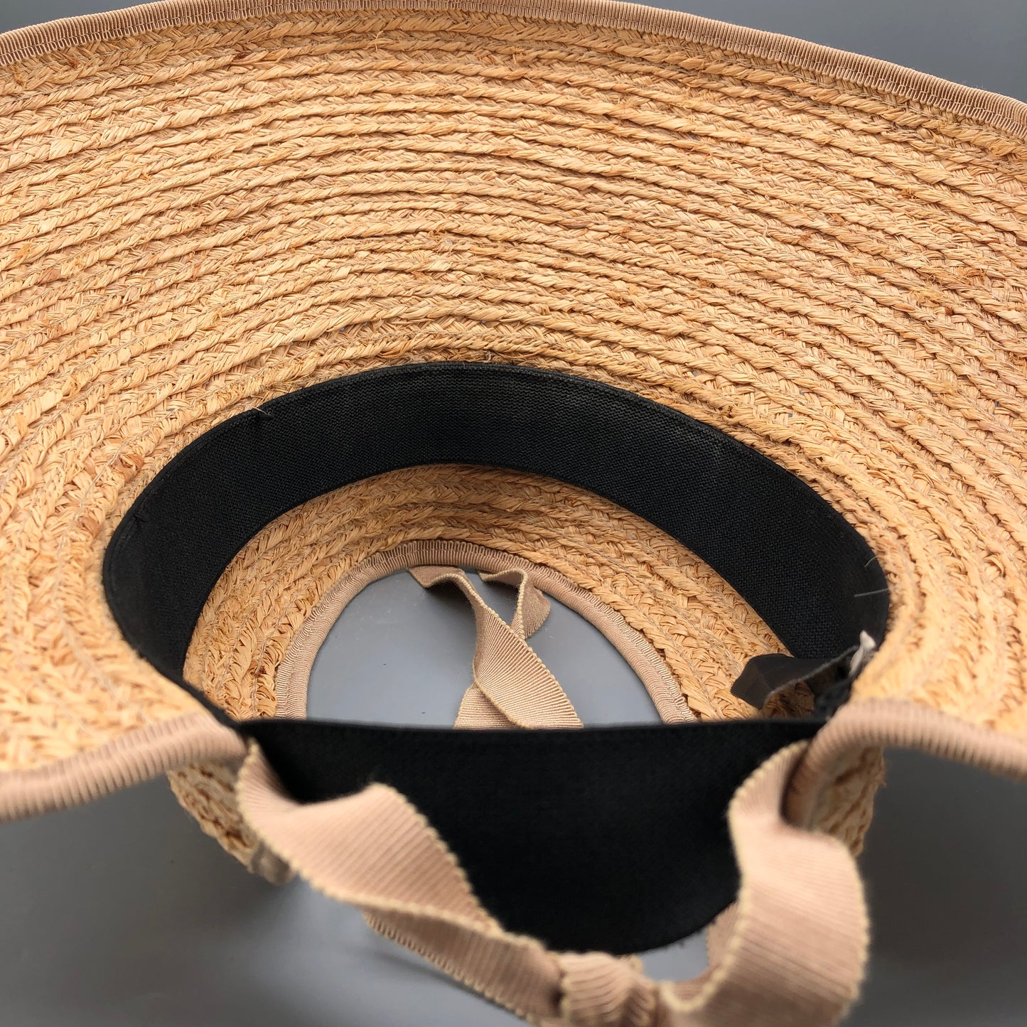 Miu Miu Crystal Embellished Raffia Visor Sun Hat Size M