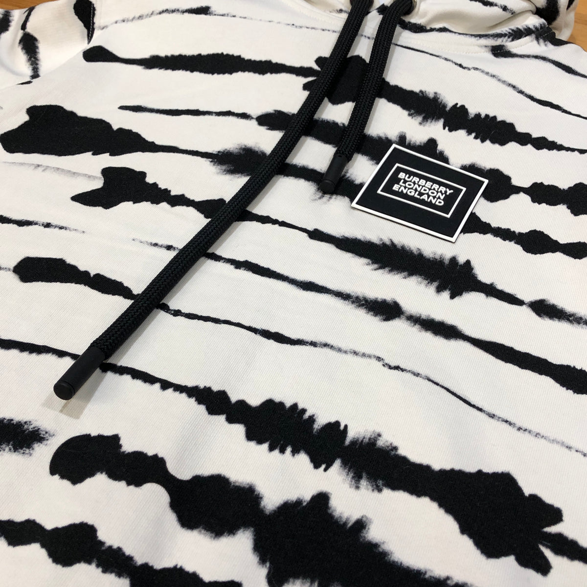 Burberry White & black Zebra Print Pullover Hoodie Size S