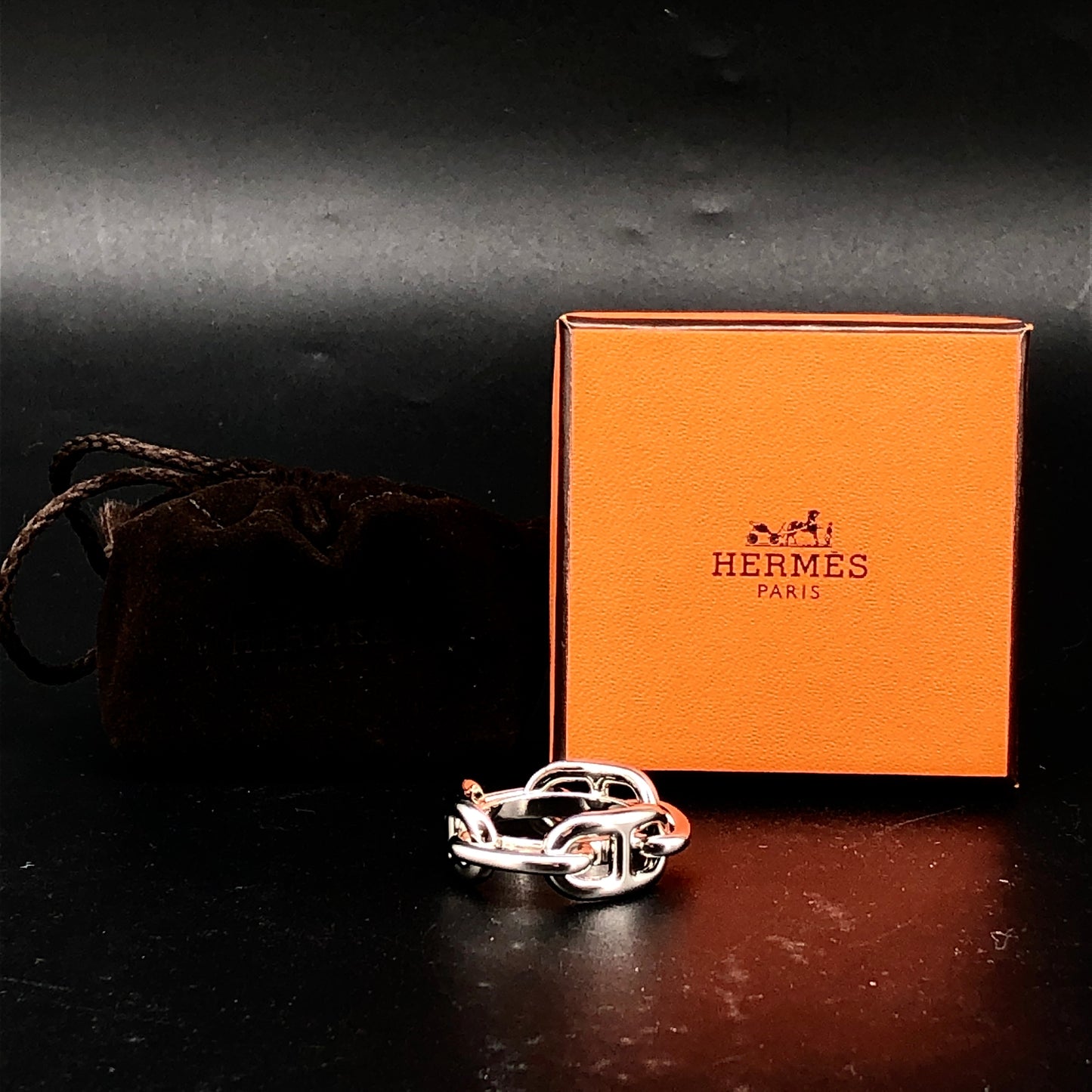 Hermes Silver Chaine d'Ancre Scarf Ring