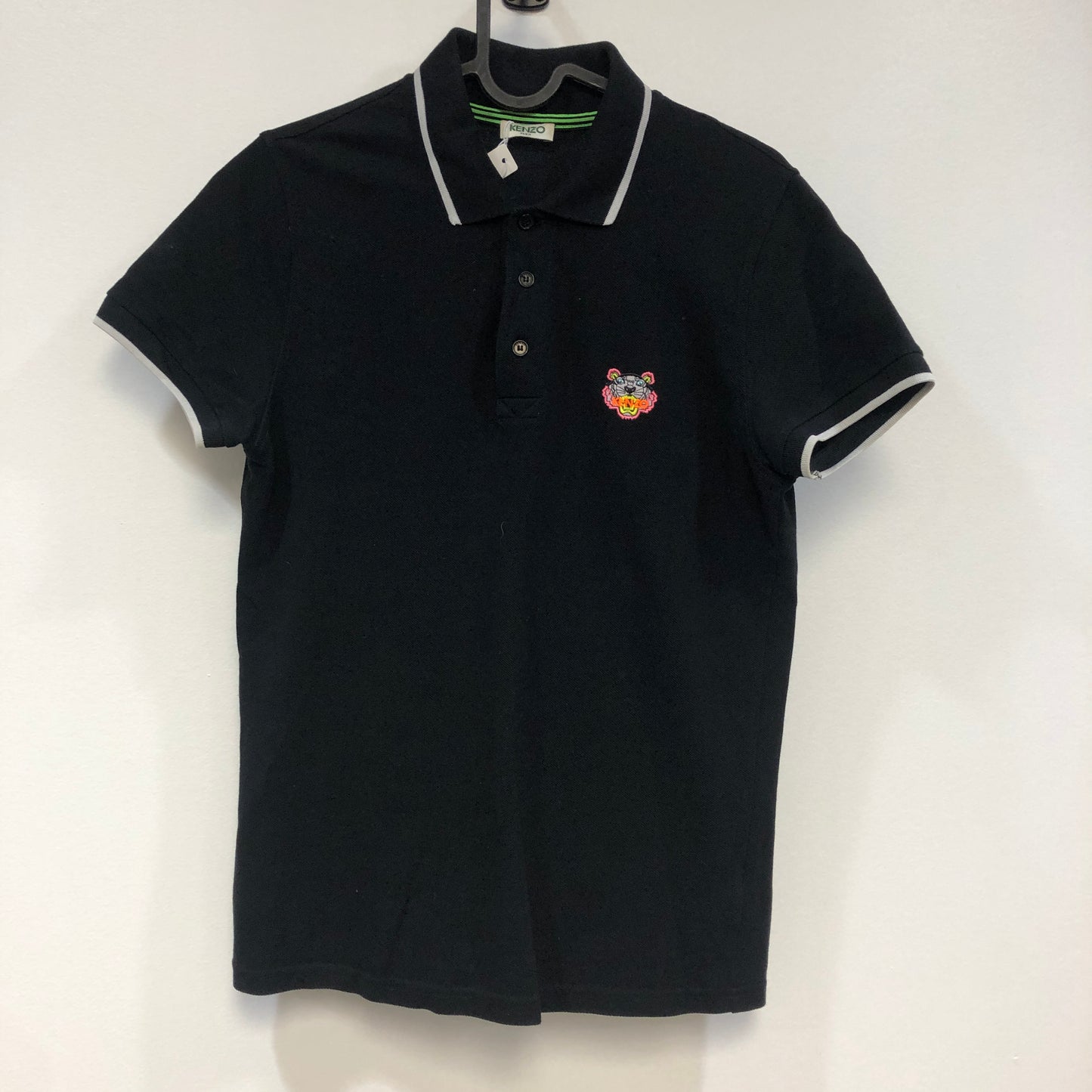 Kenzo Black Tiger Embroidered Polo Shirt Size XS