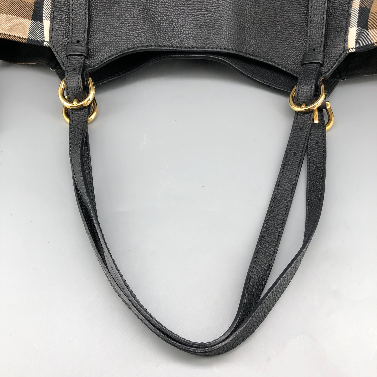 Burberry Check and Leather Tote Bag Beige