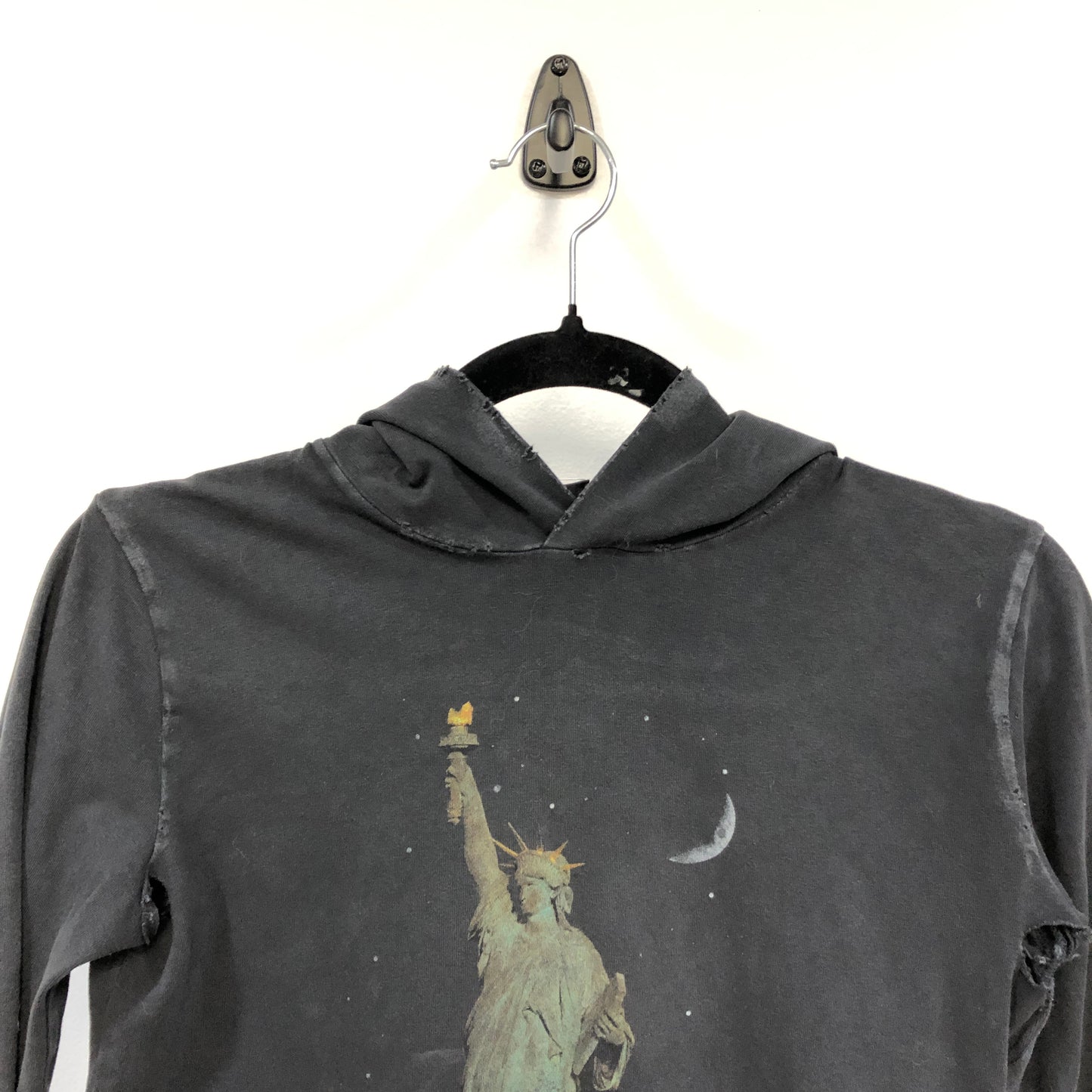 Balenciaga Deep Grey Statue Print Long Sleeve Hooded Top Size S