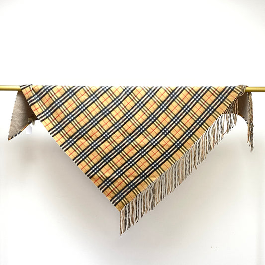 Burberry Beige Check Wool Triangle Scarf