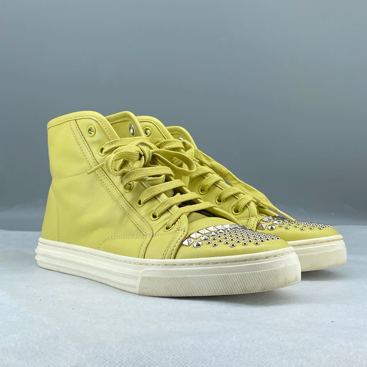 Gucci Yellow Rhinestone Toe Women's High‑Top Sneakers shoes Size36