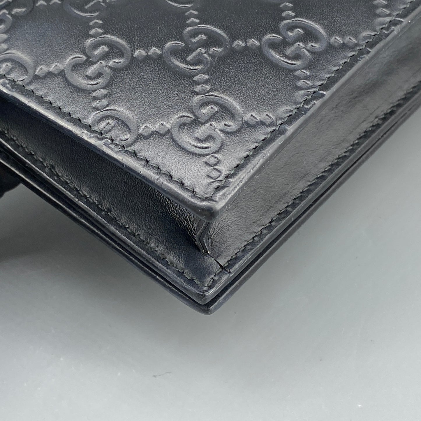 Gucci Black GG Embossed Chain Wallet Bag