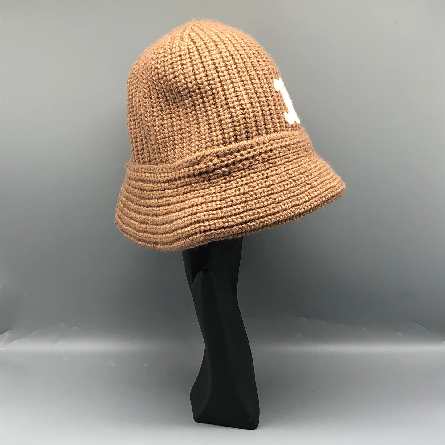 Celine Tan Brown Triomphe Knit Bucket Hat