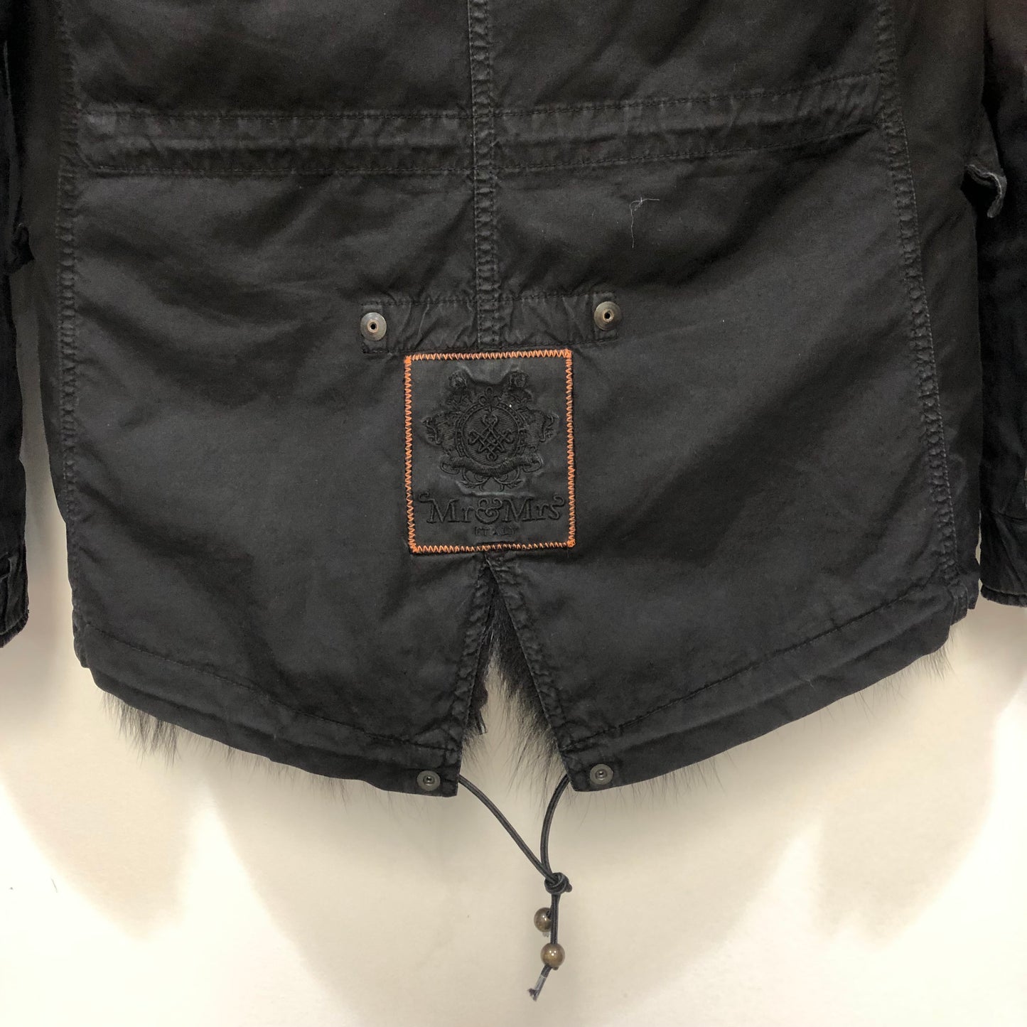 Mr & Mrs Italy Fur Trim Parka Size XS Black