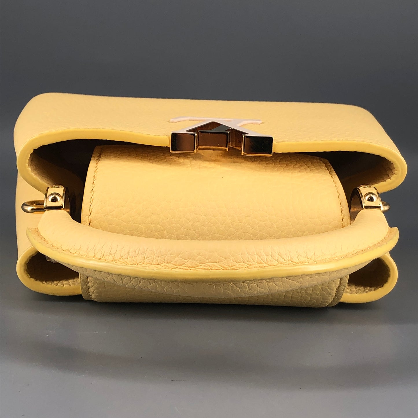 Louis Vuitton Capucines Mini Taurillon Leather Handbag Light Yellow