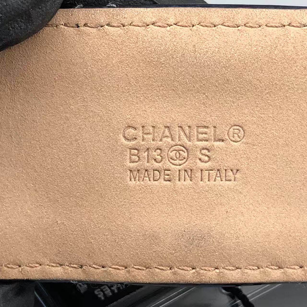 Chanel Black Quilted Patent Leather Belt with Gold-Tone CC Buckle