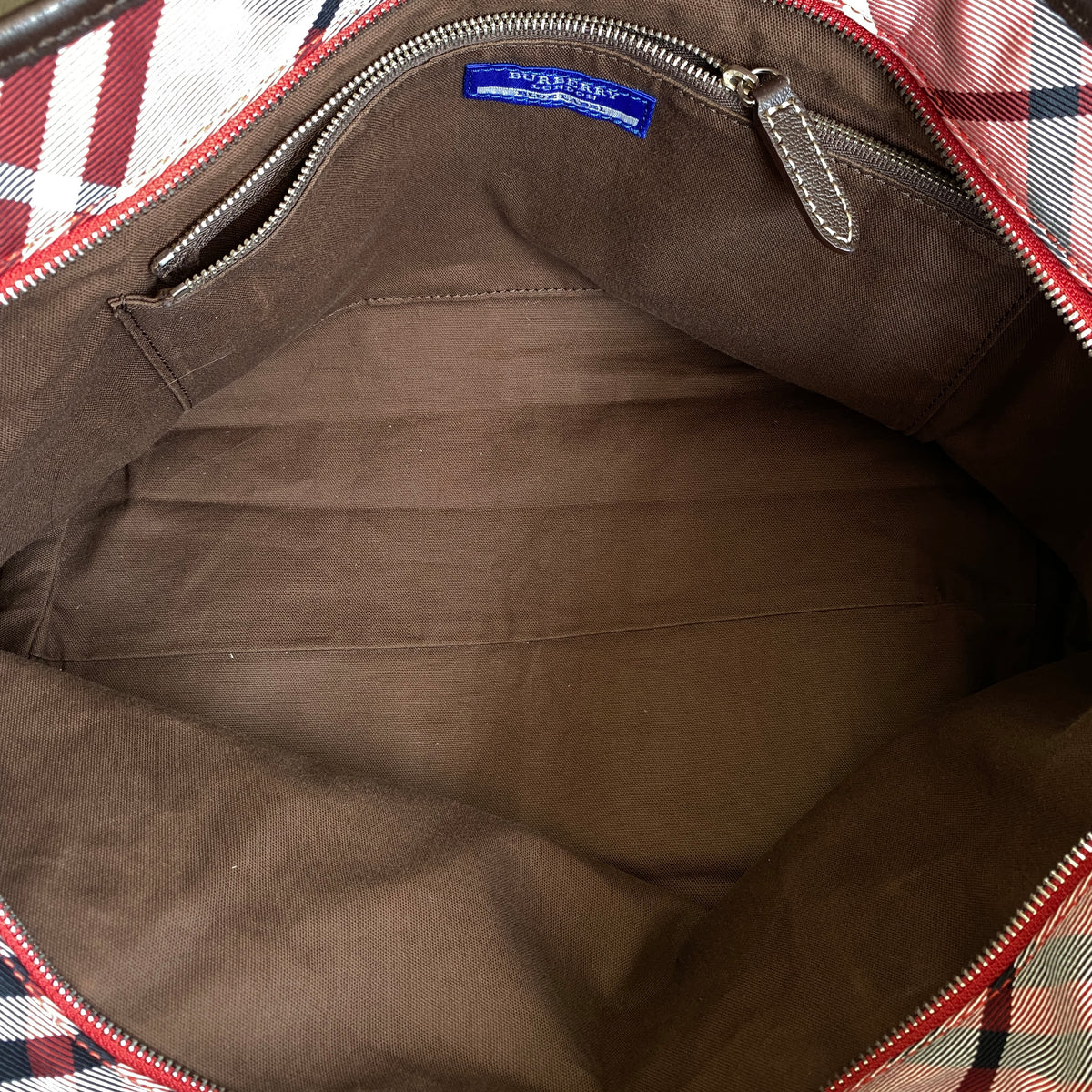 Burberry Pink Wine Check Tote Bag