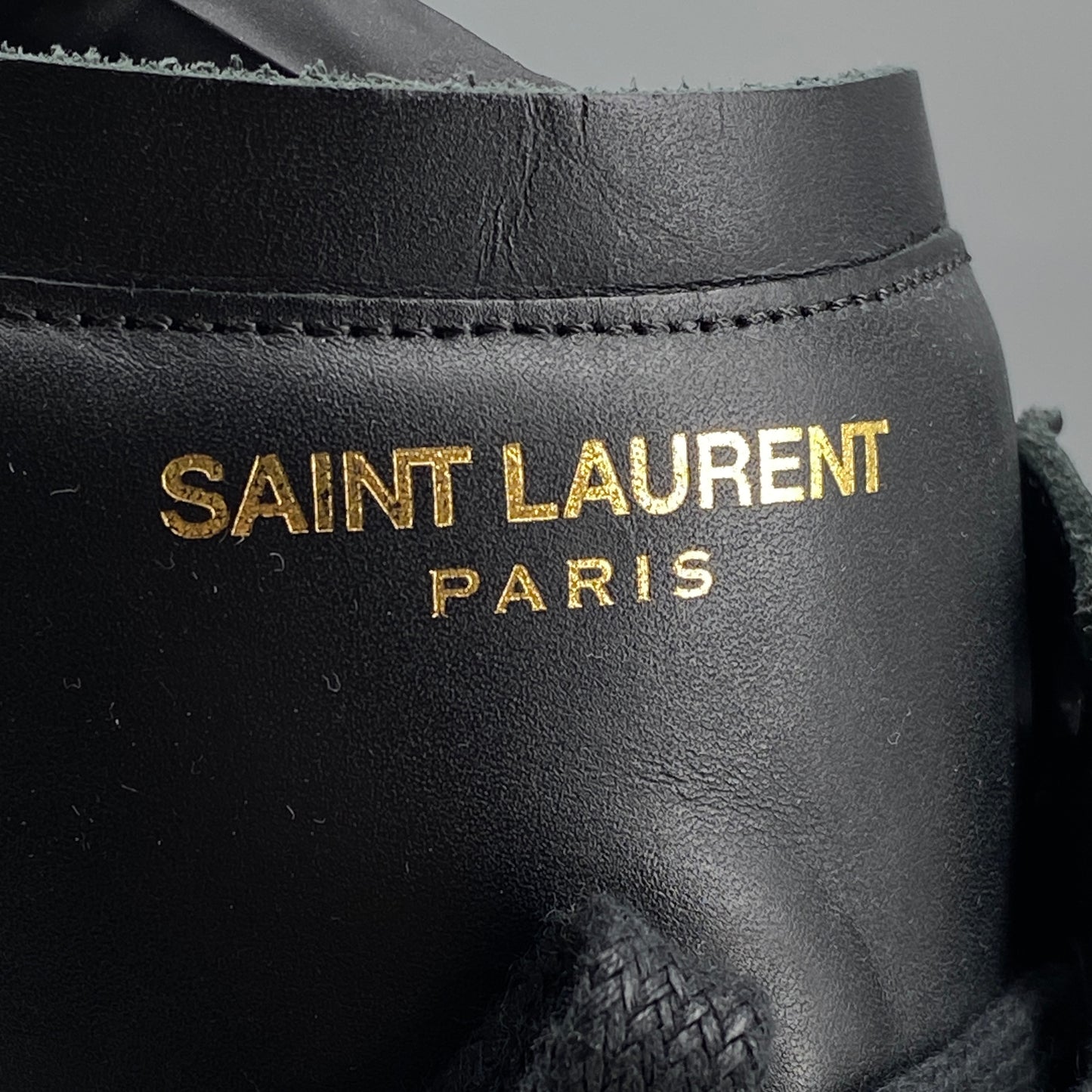Saint Laurent Men’s Black Gold‑Tone Leather High‑Top Sneakers Shoes