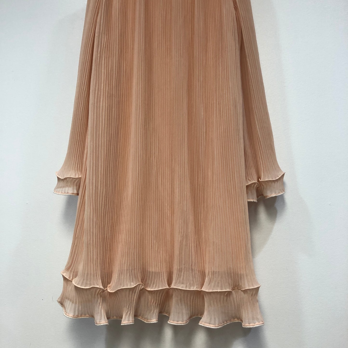 Chloe Pink Pleated Chiffon Ruffle Hem Dress Size 34