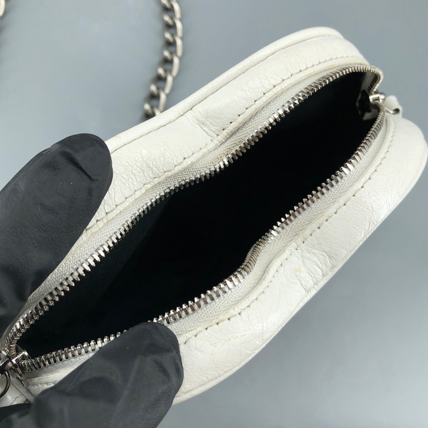 Balenciaga White Heart‑Shape Chain Crossbody Bag