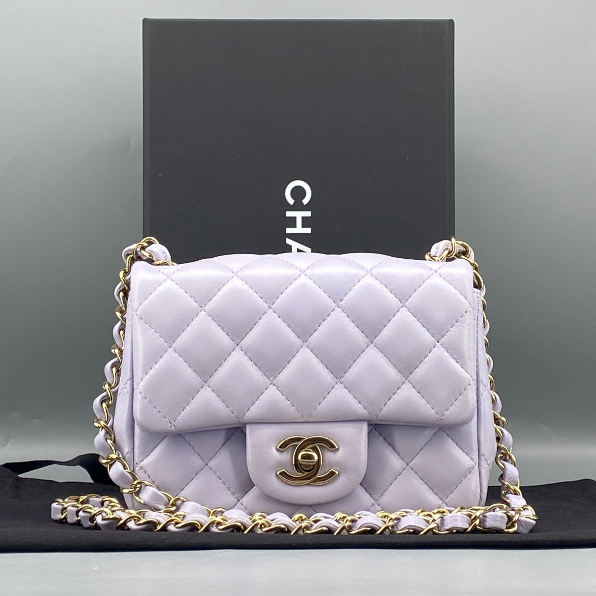 Chanel Classic Quilted Flap Mini Bag Lavendar Lambskin Leather